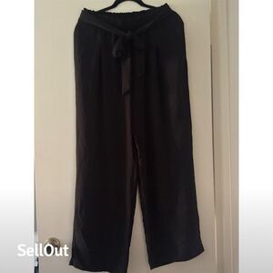 INC Women's XL Black Wide-Leg Tie Waist Palazzo Pants Casual